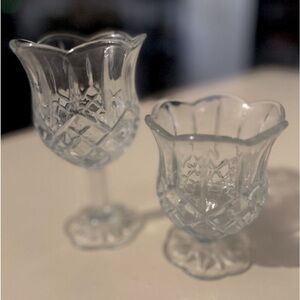 HOMCO Cut Crystal Tulip Votive Candle Holders